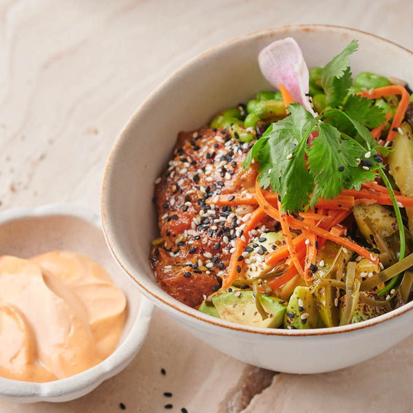 vegan watermelon poke dish at Cafe Gratitude