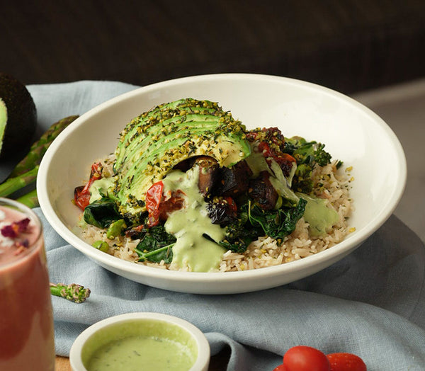 Vegan plant-based entree bowl at Cafe Gratitude