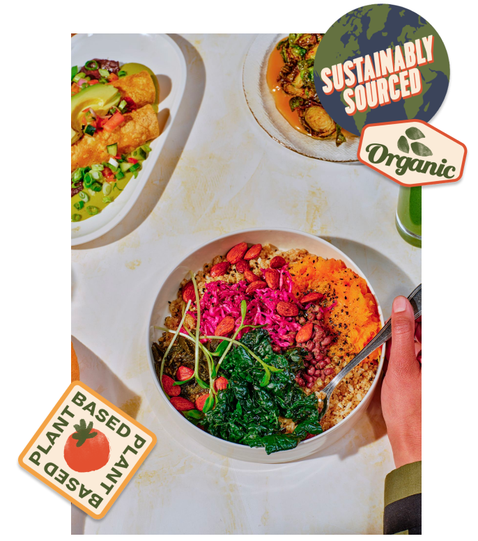 Sustainably sourced, plant-based meals